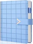CAGIE A5 6 Ring Binder Refillable Notebook Spiral bound Leather Journal for Business Planner Personal Organizer Refillable notebooks for work, Lake Blue