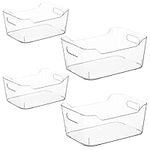 Navaris Set of Fridge Organisers - 4 Clear Storage Organiser Drawers Containers Boxes for Kitchen Fridge Refrigerator Pantry Cupboard Sizes - S, M