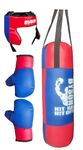 Byson Hit Hard Junior Boxing kit for Kids Age 4-9 yrs in Blue/Red Colour Including Punching Bag,Gloves & headguard