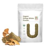 UNLEASH'D ORGANIC Ginkgo Biloba Extract Powder, Supports Brain Function and Mental Alertness, Vegan Friendly,Raw, Non GMO, Ginkgo Biloba Supplements1 Pound