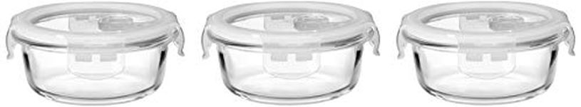 Amazon Brand - Solimo Airtight Borosilicate Glass Container Set (Transparent , 3 pieces, 400ml)