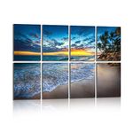 Olanglab Acoustic Panels, 8 Pack 48''x32'' Acoustical Soundproof Wall Panels,Decorative Sound proofing,Double-sided adhesive tape included,Studio Acoustic Treatment, beach sunrise