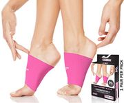 Physix Gear Sport Compression Socks for Arch Support, Alternative to Gel Insoles, Plantar Fasciitis Splint, Flat Foot Insole, Orthopedic Shoes (1 Pair Pink M)