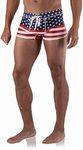 Project 5I – Mens Swim Briefs Square Cut – Sexy Mens Swimsuit Briefs with Pouch Swimwear Boxers for Men Mens Short Swim Trunks Compression Blend - American Flag - X-Large