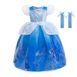 Lito Angels Princess Cinderella Fancy Dress Up Costume Party Gown for Kids Girls Age 9-10 Years, Blue