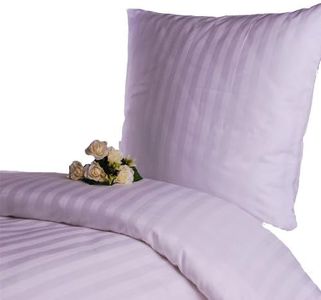 Hans-Textil-Shop Damast Hotelbettwäsche Hotelverschluss Baumwolle - Hotel, Bettwäsche, Kochfest, Gestreift, Bettbezug, Hotelwäsche, Für Privat & Gewerbe (Streifen 20 mm Weiß, 135x200 + 80x80 cm)