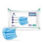 Careview N95 3 Ply Disposable Surgical Face Mask Pouch and built in Nose Pin,Certified by BFE>99% and PFE > 95%, SITRA, DRDO, ISO and CE (Pack of 100, Blue) (CV2920-Pouch)