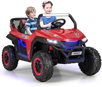 HONEY JOY 2-Seater Ride on Car, 12V Electric UTV w/Remote Control, Spring Suspension, High/Low Speed, Storage, Music, USB Port, FM & Ambience Lights, Electric Car for 3-8 Years Old Kids (Red)