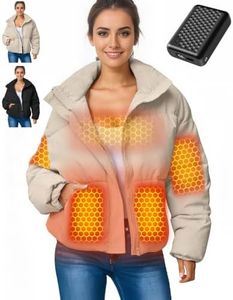 Heated Jacket with Battery Pack 7.4V 12v (Unisex), Heated Coat for Women and Men Detachable Hood Graphene 3xl 4xl Battery Pack Included Puffer Rechargeable Usb Electric Warming Coat Apparel Clothes