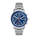 FOSSIL Sport Tourer Watch for Men, Chronograph Movement with Stainless Steel or Leather Strap,Blue,42 mm