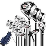 PGM Men's Golf Club Set with 12pcs Clubs - 4 Woods(#1,3,5,4H), 7 Irons(#5,6,7,8,9,PW,SW), and 1 Putter - Golf Stand Bag