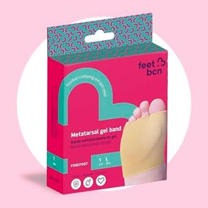 feet bcn Metatarsal band with gel on the forefoot. With gel pad in the forefoot. Relieves pain and protects the plantar area. 1 pair. Size L: EU 41-44. Made in Spain