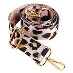 Crossbody Wide Shoulder Bag Strap, Leopard Print Replacement Adjustable Handbag Straps with Clips Canvas Bag