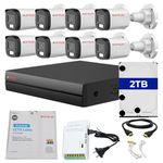 CP PLUS 8 Channel DVR with 2MP 8X Outdoor, Built-in Audio Mic, Dual Light Color Night Vision Wired CCTV Cameras, Motion Detection, 8 Channel SMPS, 70 Meters CCTV Cable, 2TB HDD, Required BNC/DC