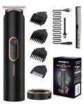 PRITECH Body Trimmer for Men, Beard Trimmer for Men, Rechargeable Shavers for Men, Electric Razor for Men, Cordless Hair Clippers, Waterproof Body Trimmer with Standing Recharge Dock(Black)