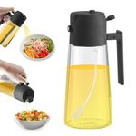 2 in 1 Oil Dispenser and Oil Sprayer Premium Olive Oil Dispenser Bottle with Non-Drip Spout Oil Mister Oil Spray Bottle for Cooking, Kitchen, Salad, Barbecue Black 470ML/ 15.8fl.oz