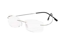 KoKoBin Rimless Reading Glasses Super Light Titanium Eyewear Men Women Sun Readers Reading Glasses(Silver，+2.5)