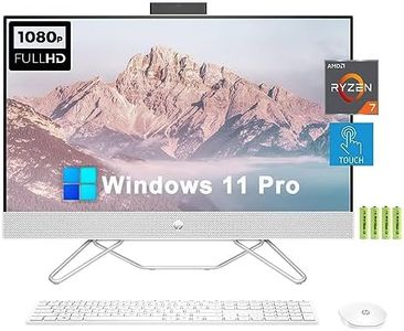 HP 27" FHD Touchscreen All-in-One Business Desktop Computer PC[Windows 11 Pro], 8-Core AMD Ryzen 7 5700U(up to 4.3 GHz), 32GB RAM, 2TB PCIe SSD, Wi-Fi, BT, IR Camera, Wireless KB & Mouse, w/Battery