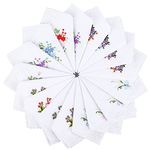 20 Pcs Cotton Women's Handkerchiefs White Flower Embroidery Hankies with Lace for Wedding Party