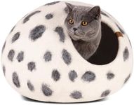 MEOWFIA Cat Cave – Premium Felt Cat Bed for Indoor Cats, Handmade 100% Merino Wool (Vivid Shades) (Medium, Snow Leopard)