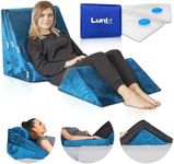 Lunix 5pcs Orthopedic Bed Wedge Pillow Set, Post Surgery Memory Foam for Back, Leg, Knee Pain Relief, Sitting Pillow, Adjustable Pillows for Sleeping, Acid Reflux and GERD, with Hot Cold Pack, Blue