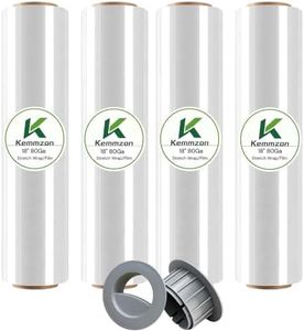 18" x 1500 Ft Heavy Duty Stretch Shrink Wrap with Handle, 80 Gauge, 4 Pack