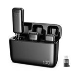 LEKATO Wireless Mic with Noise Reduction, Support iPhone & Type-C Android, Dual Channel Video Recording Mics for YouTube Wireless | Mic Wireless | Charging Case Included (LWM04B)