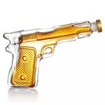 AUGEN Whiskey Decanter Creative Gun Pistol Shaped Crystal Glass Decanter Glass Wine Dispenser for Liquor Bourbon or Wine (400ml)