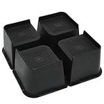 MIIX HOOM 4 Inches Bed Risers Heavy Duty Plastic with 4.3 Inch Width L-shaped Top Opening for Raising Furniture Table, Desk, Sofa, Couch Legs Feets, Large Furniture Riser, Black, Set of 4 (4 Packs)