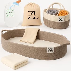 ZEAL'N LIFE Baby Changing Basket with Diapers Basket, Blanket & Changing Basket for Dresser, Potable Changing, Baby Changing Pad, Changing Pad for Dresser, Moses Basket for Newborns