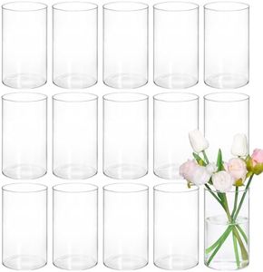 CEWOR 15pcs Glass Cylinder Vases Flower Vases 6 Inch Glass Candle Holder for Wedding Centerpieces Hurricane Floating Clear Vase for Home Decor Party