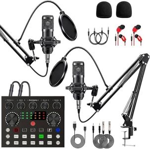 Podcast Equipment Bundle for 2, DJ Mixer with Voice Changer, 3.5mm Condenser Microphone for Podcast Recording, Streaming, DJ, Gaming, Youtube, TikTok, PC