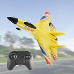 Aesinos Rc Plane Model Su-27 2.4Ghz 6-Axis Gyro Remote Control Airplane Rc Airplane For Beginners Family Toys For Outdoor Activities (Yellow)