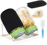 Lulonpon Sprouting Kit, 2 Sprouting Jar Kits, Wide Mouth Quart Mason Jars with Stainless Steel Screen Sprout Lids,1000ml Sprouts Growing Kit, Seed Sprouter Set for Growing Broccoli, Bean, Alfalfa ﻿