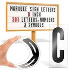 Houseables Marquee Sign Letters, Plastic Board Letter, 20.32 cm Character on 22.86 cm x 10.16 cm Flexible Panel, 301 PCS, Black, Red, w/Numbers, Punctuation, Portable, Outdoor Changeable Lettering, Sidewalk Menu