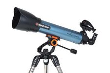 Celestron 22407 Inspire 90AZ Short Refractor Telescope with Built-In Smartphone Adapter - includes Two Eyepieces, 90° Erect Image Diagonal, Height-adjustable Tripod and Accessory Tray, Blue
