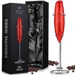 Zulay Executive Series Ultra Premium Gift Milk Frother for Coffee with Deluxe, Radiant Finish - Coffee Frother Handheld Foam Maker - Electric Milk Frother Handheld for Lattes (Premium UV Red)