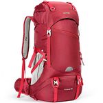 HOMIEE 50L Hiking Backpack Travel Camping Backpack with Rain Cover Waterproof Breathable Lightweight Trekking Rucksack Outdoor Sport Camping Skiing Mountaineering Climbing Backpack Red