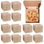 RHBLME 30 Pack Kraft Pizza Boxes Bulk, 6.3" x 6.3" x 1.6" Small Corrugated Pizza Boxes Cardboard Boxes, Reusable Pizza Box Oven Takeaway Packaging Boxes Keeps Pizza Cake Cookies Fresh