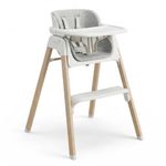 Venture Neyo 2-in-1 Foldable High Chair for Baby and Toddler, Convertible Baby Highchair with Wood Effect Legs, Removable Tray & Cushion, 5 Point Harness, Compact Folding (White)