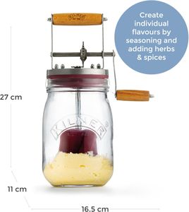 Kilner 1L Butter Churner – Glass Hand Crank Butter Maker