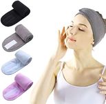 SlowTon Facial Spa Headband, 4 PCS Makeup Shower Hair Band Wrap with Magic Tape Adjustable Stretch Non-slip Washable Hair Ties for Face Wash Facial Treatment Sport Fits All