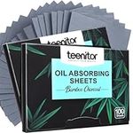 Teenitor Blotting Paper for Oily Skin, 200pcs Bamboo Charcoal Oil Control Blotting Sheets for Face, Oil Absorbing Sheets Skin Blotting Paper Face, Oil Control Film Sheets Paper, Large 7cm x 10cm