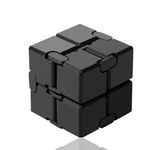 Funxim Infinity Cube Fidget Toy, EDC Fidgeting Game for Kids and Adults, New Version Cool Mini Fidget Finger Toy Best for Stress and Anxiety Relief and Kill Time, Scrub (Black)