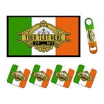 Personalised Ireland Flag Bar Runner Mat, Matching Bottle Opener and 4 x Drinks Coasters Gift Set - Irish Home Bar Accessories Beer Mats for Football Sport Fans - ADD YOUR TEXT