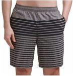 Kirkland Signature Men's Swim Short, Black/Grey Stripe, Medium