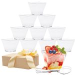 YINVA Dessert Cups 50Pcs Plastic Dessert Cups + 50Pcs Plastic Spoons Mini Dessert Cups 2oz/60ml Reusable Plastic Dessert Cup Dessert for Dessert Pudding Mousse Party