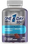 One A Day Men’s 50+ Gummies, Advanced Multivitamin For Men with Brain Support and Immunity Support, Vitamins For Men with Super 8 B Vitamin Complex, 110 Count