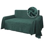 H.VERSAILTEX Cotton Sofa Covers Couch Cover Sofa Slipcover for Most Shape Sofas, Feature Thick Woven Jacquard Seamless with Tassels, Multi-Use Decorative for Couch (Large: 71" x 102", Green)