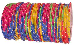 NMII Non-Precious Metal Base Metal with Polka Dots Glossy Finished Bangle Set For Women and Girls, (MultiColour_2.2 Inches), Pack Of 48 Bangle Set